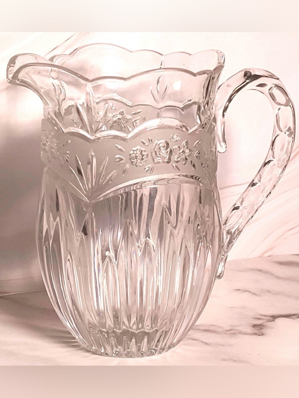 Vintage Oneida Crystal Glass Pitcher